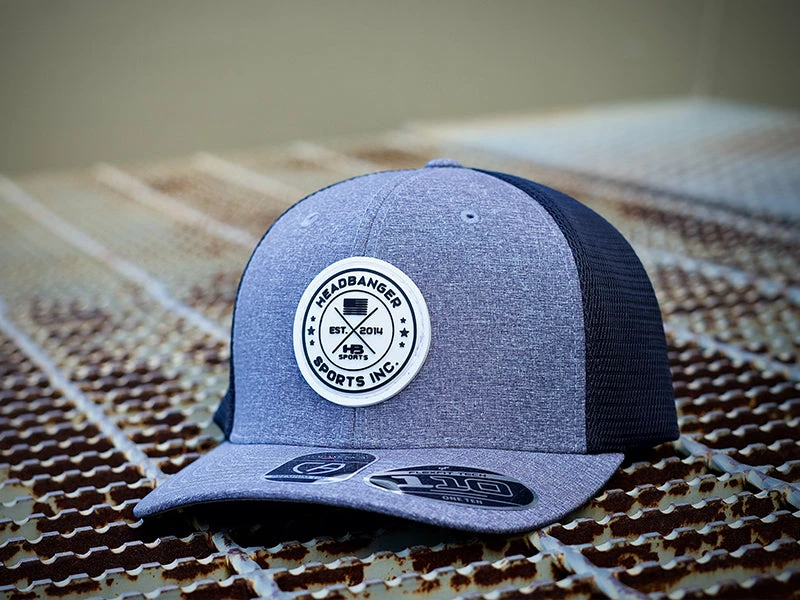 HB Sports Headbanger Exclusive Flexfit Snapback Hat: Grey With White Circle Badge - Image 2