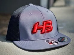 HB Sports Headbanger Sports I8501 Cap America Flexfit Performance Trucker Mesh Back Hat: Graphite / Red