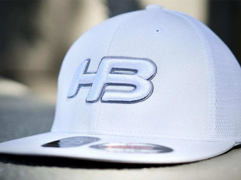 HB Sports Headbanger Sports I8501 Cap America Flexfit Performance Trucker Mesh Back Hat: Whiteout - Image 2